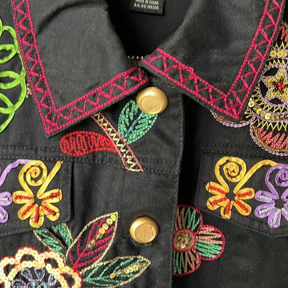 NWOT Berek Black Embroidered and Sequined Cotton Jacket - size 1X - Picture 8 of 13
